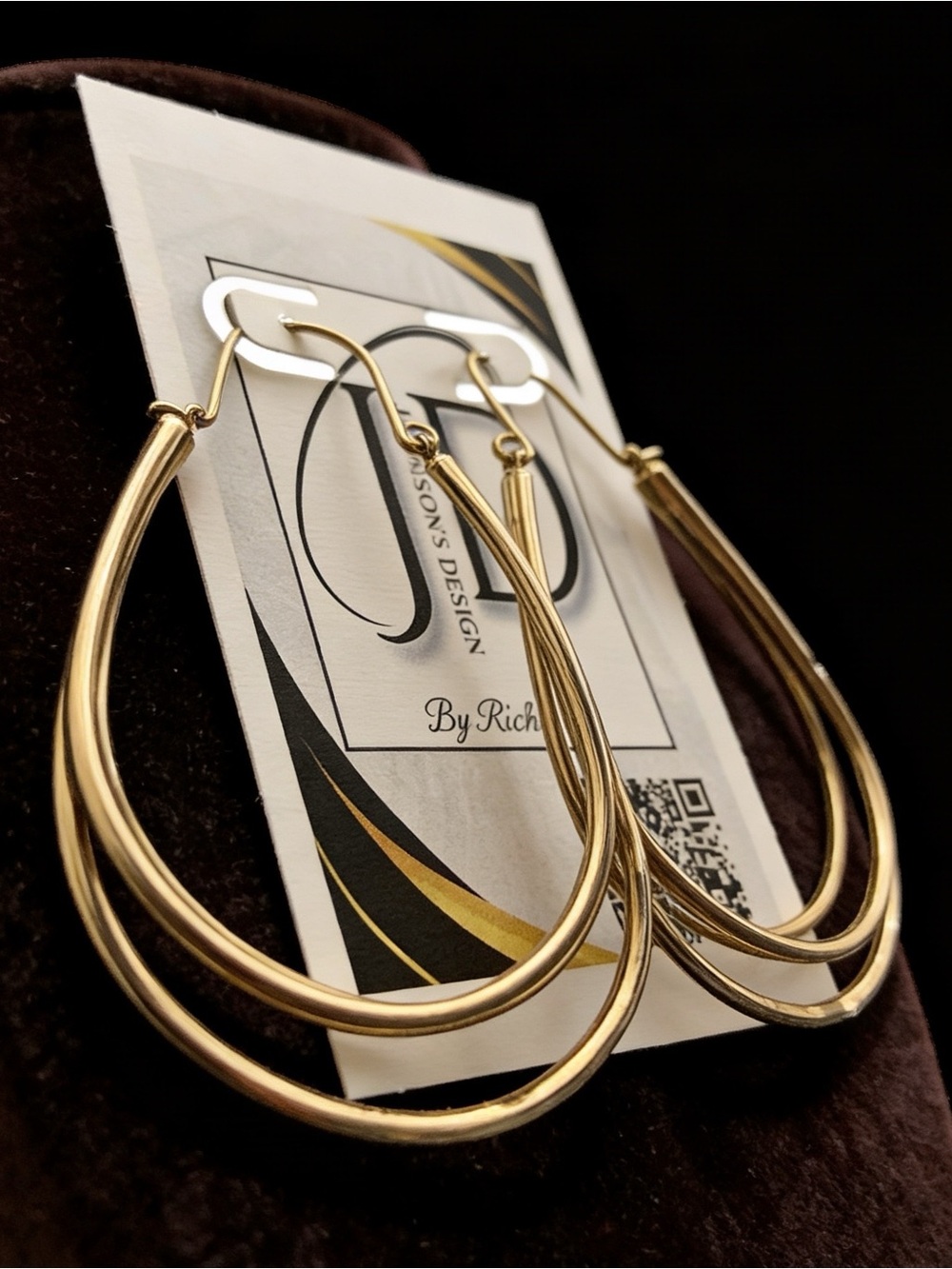 Gold Multi-Loop Hoop Earrings - Picture 2 of 5